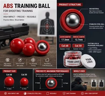 .50 Cal uudelleenkäytettävät paintballs - muovipäällysteiset teräspallot